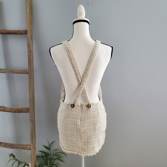 Zara TRF Collection Frayed Tweed Mini Skirt Jumpsuit Size S - Picture 3 of 9